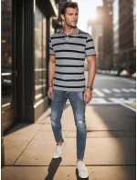 Pánská pruhovaná polokošile světle šedá Dstreet model 21987939 - FashionStreet