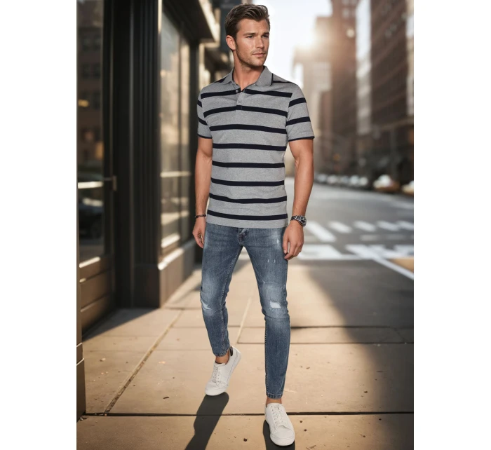 Pánská pruhovaná polokošile světle šedá Dstreet model 21987939 - FashionStreet