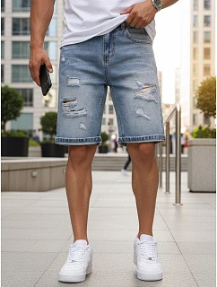 Pánske džínsové šortky s dierami modré FashionStreet SX2574