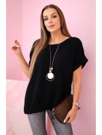 Mušelínová blúzka s náhrdelníkom čierna