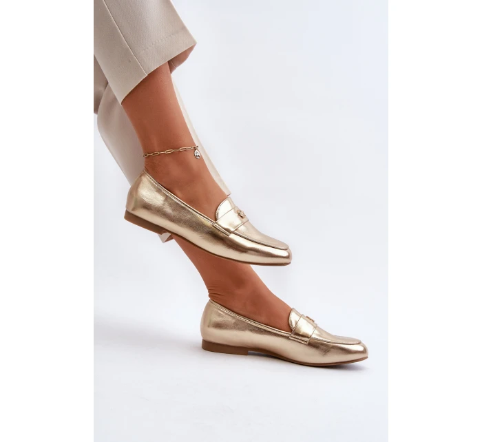 Dámské mokasíny na ploché podrážce zlaté model 21653969 - EVENTO