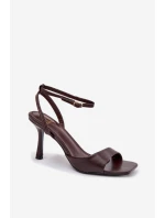 Dámské sandály na podpatku Eko kůže čokoládové Brisora Dámské sandály na podpatku Eko kůže čokoládové Brisora