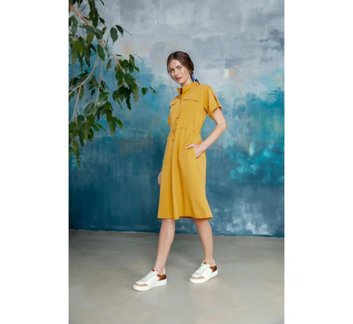 Dámské košilové šaty Yellow model 17603502 - STYLOVE Dámské košilové šaty Yellow model 17603502 - STYLOVE