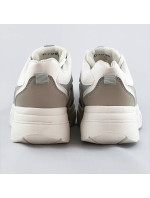 Biele dámske športové topánky na platforme (C1090)