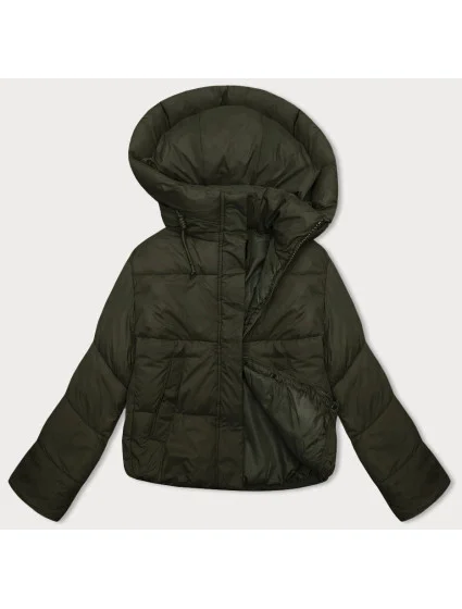 Krátka dámska zimná páperová bunda v army farbe J Style (16M9188-136) Krátka dámska zimná páperová bunda v army farbe J Style (16M9188-136)