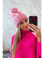 Dámska čiapka s brmbolcom Elizabeth K386 tmavo ružová