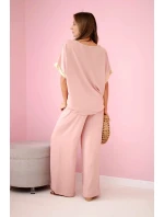 Viskózový komplet se zlatým lemováním tmavě pudrově růžová Viskózový komplet se zlatým lemováním tmavě pudrově růžová