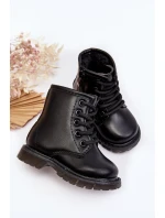 Dziecięce Botki Skórzane Z Suwakiem Czarne Omua Dziecięce Botki Skórzane Z Suwakiem Czarne Omua