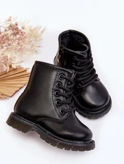 Dziecięce Botki Skórzane Z Suwakiem Czarne Omua