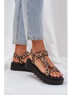 Zdobené Sandály Na Platformě Leopardí Hnědé model 21684515 - Boto