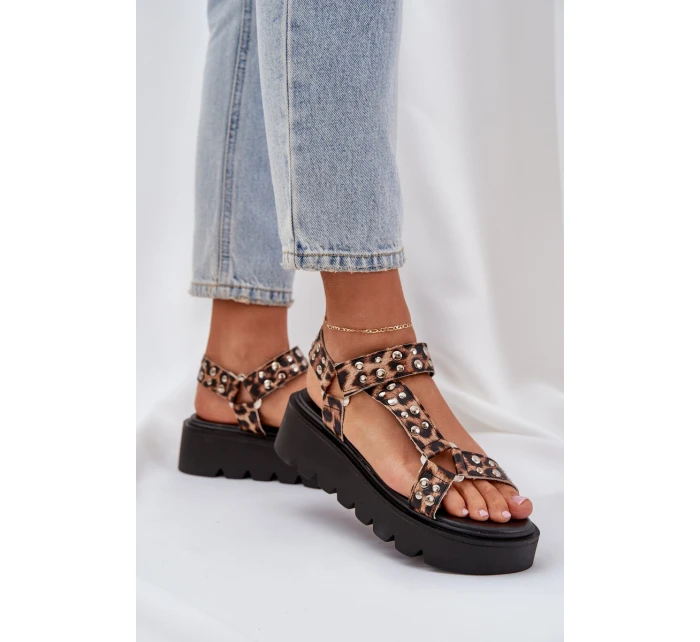 Zdobené Sandály Na Platformě Leopardí Hnědé model 21684515 - Boto