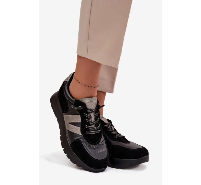 Sneakersy Damskie Na Platformie Vinceza 58561 Czarne