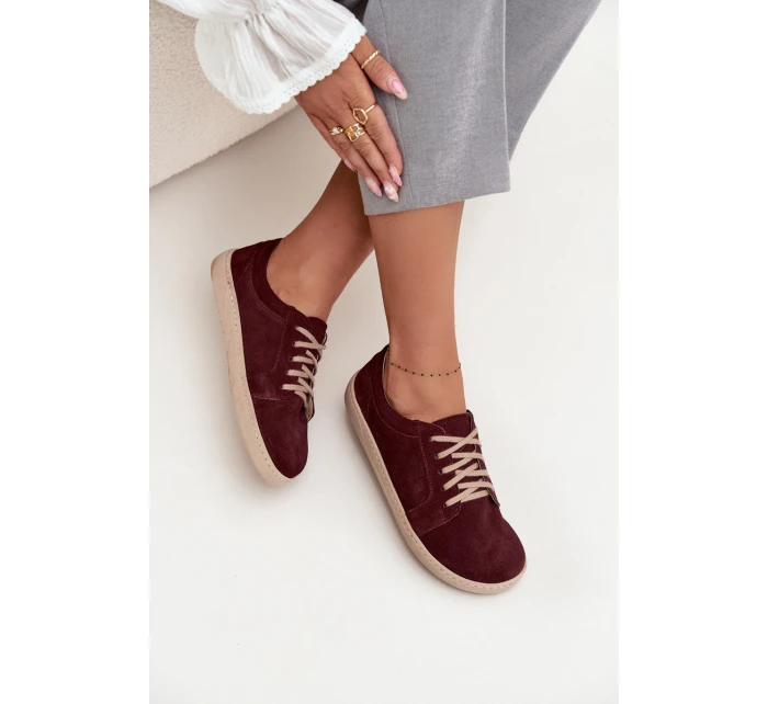 Trampki Typu Barefoot Z Naturalnego Zamszu Zazoo 314 Bordowe