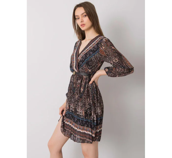 Šaty DHJ SK 10201.93P čierna a béžová