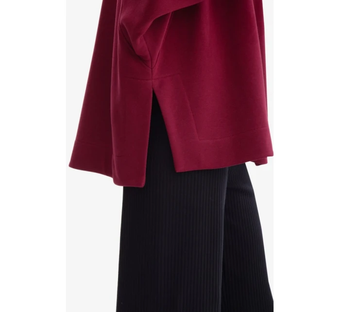 model 21379812 Pletená mikina uvolněného střihu vínová - BeWear