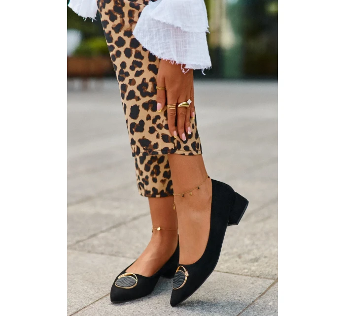 Lodičky na nízkom podpätku z eko semišu S.Barski Black