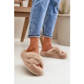 Dámske papuče s hrubou podrážkou z umelej kožušiny Beige Lavitera Dámske papuče s hrubou podrážkou z umelej kožušiny Beige Lavitera