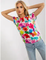 Dámská halenka WN BZ model 18837891 Světle modrá s květy RUE PARIS - FPrice Dámská halenka WN BZ model 18837891 Světle modrá s květy RUE PARIS - FPrice