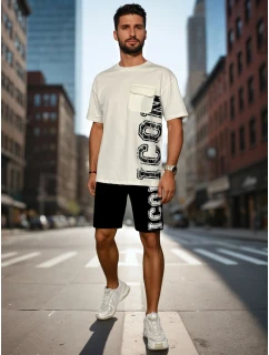 Pánsky biely set s potlačou FashionStreet AX0800