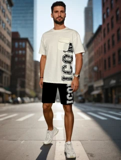 Pánská bílá souprava s potiskem model 21988639 - Dstreet