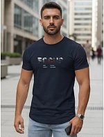 Tshirt męski z napisem bawełniany granatowy model 22316034 - FashionStreet