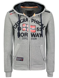 Pánska mikina s kapucňou Geographical Norway Flag DB MEN 054, sivá (WW6088H/GN/Blended Grey)