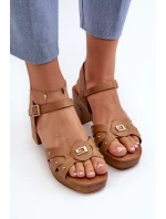 Sandały Damskie Na Obcasie Z Eko Skóry Brązowe Assames Sandały Damskie Na Obcasie Z Eko Skóry Brązowe Assames