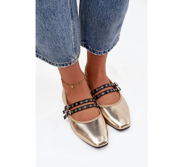 Dámské baleríny s zlatými pásky model 21744625 - Boto