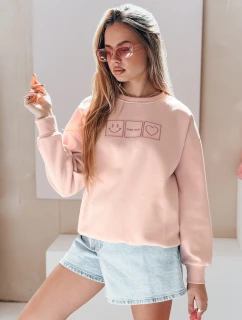 Dámská oversize mikina s výšivkou růžová Dstreet model 21989238 - FashionStreet