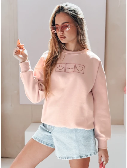 Dámska nadrozmerná mikina s výšivkou EASYJOY ružová FashionStreet BY1513