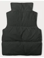 Dámská péřová vesta v army barvě se stojáčkem model 18914603 - J.STYLE Dámská péřová vesta v army barvě se stojáčkem model 18914603 - J.STYLE