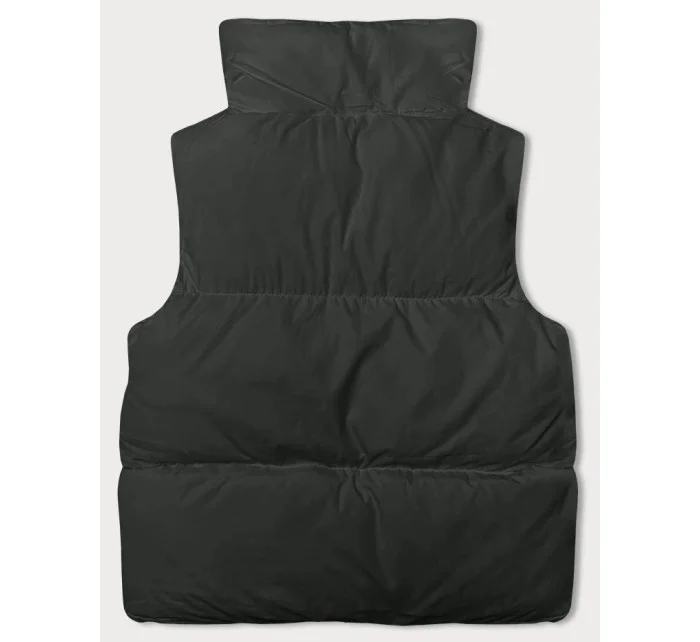 Dámská péřová vesta v army barvě se stojáčkem model 18914603 - J.STYLE Dámská péřová vesta v army barvě se stojáčkem model 18914603 - J.STYLE