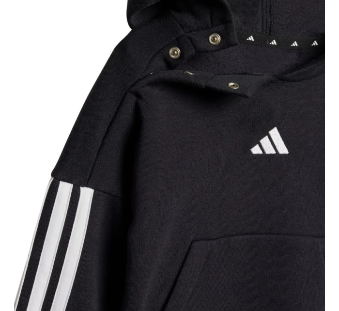 Adidas Essentials Joggers 3 Stripes Fleece Hoodie Black JD6484