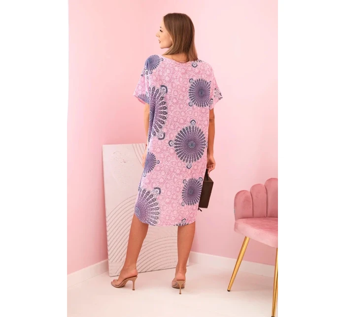 Dámské bavlněné šaty s model 21142758 vzorem světle růžová - K-Fashion