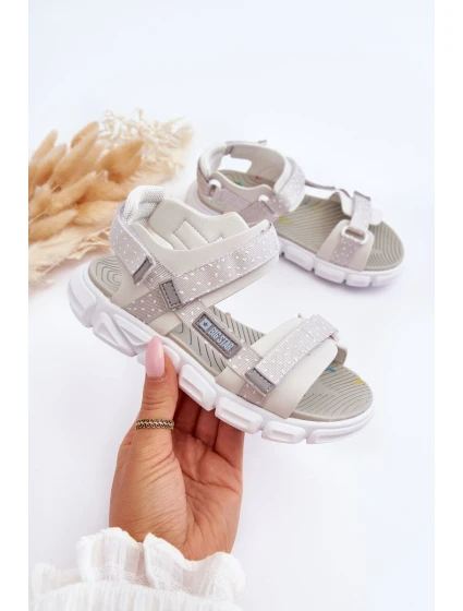 Dziecięce Sandałki Na Rzep Big Star LL374201 Biało-Srebrne Dziecięce Sandałki Na Rzep Big Star LL374201 Biało-Srebrne