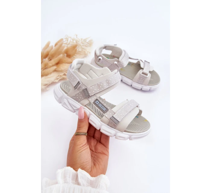Dziecięce Sandałki Na Rzep Big Star LL374201 Biało-Srebrne Dziecięce Sandałki Na Rzep Big Star LL374201 Biało-Srebrne