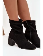 Dámské kotníkové boty s mašlí na podpatku model 21713495 černé - S.Barski