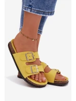 Dámské pantofle s přezkami Žluté Oliena