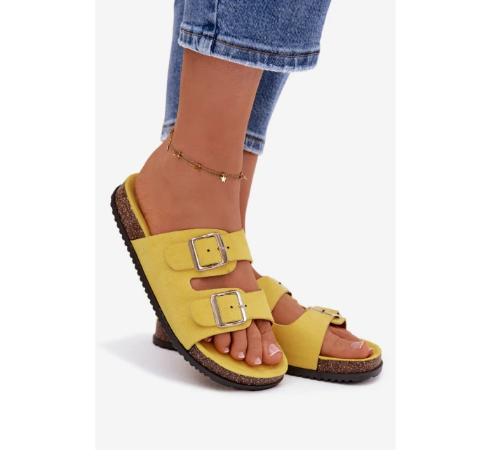 Dámské pantofle s přezkami Žluté Oliena