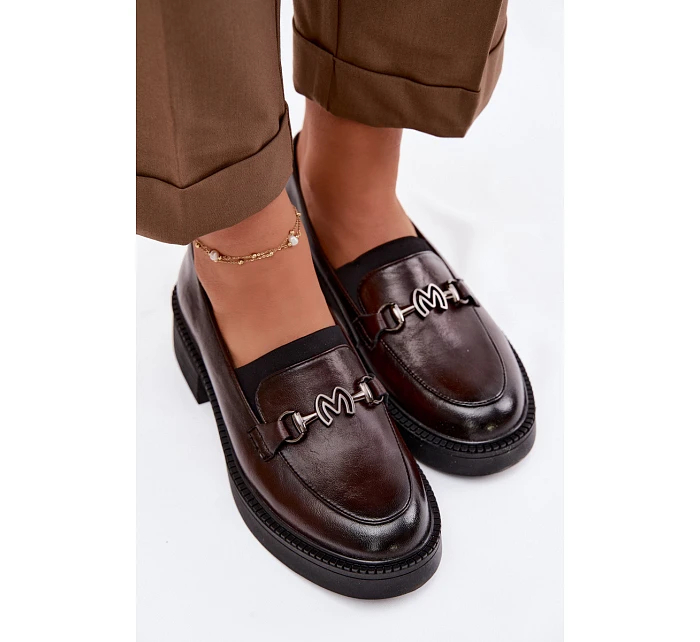 Kožené dámské mokasiny s ozdobným detailem Vinceza 39985 Čokoládové