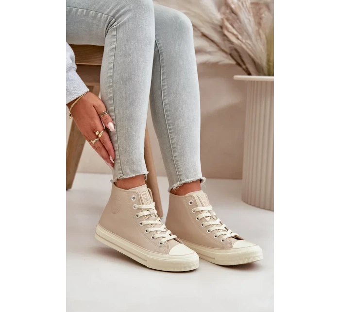 Dámske zateplené tenisky z eko kože Beige Big Star