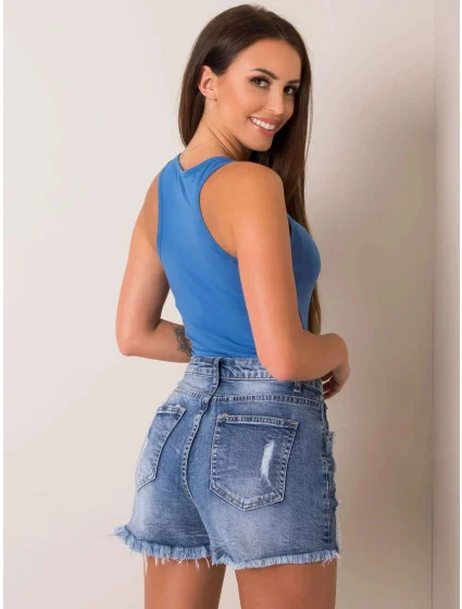 Dámske riflové šortky M8503 modré - FPrice