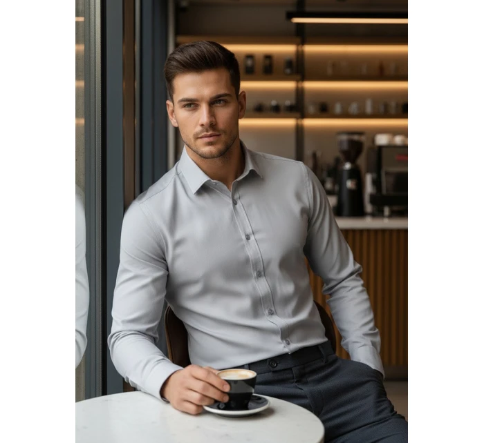 Pánská elegantní košile světle šedá Dstreet model 21968140 - FashionStreet