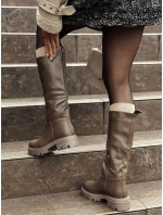 Dámské dlouhé hnědé boty Dstreet model 21981311 - FashionStreet