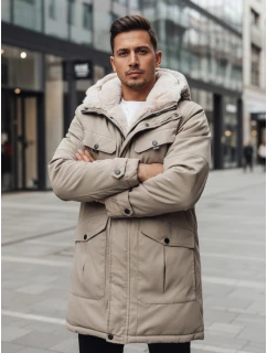 Pánska zimná bunda parka s kapucňou béžová FashionStreet TX4969z