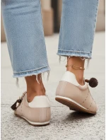 Dámske semišové tenisky s ozdobnými lodičkami béžovej farby FashionStreet ZY1411