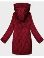 Dámska prešívaná bunda s asymetrickou spodnou časťou Goodlookin tmavo červená (B8592-27)