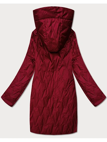 Dámska prešívaná bunda s asymetrickou spodnou časťou Goodlookin tmavo červená (B8592-27)