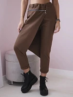 Punto Milano Zimné nohavice s ozdobným zipsom hnedé