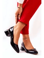 Skórzane Lakierowane Czółenka Lewski 3118 Czarne